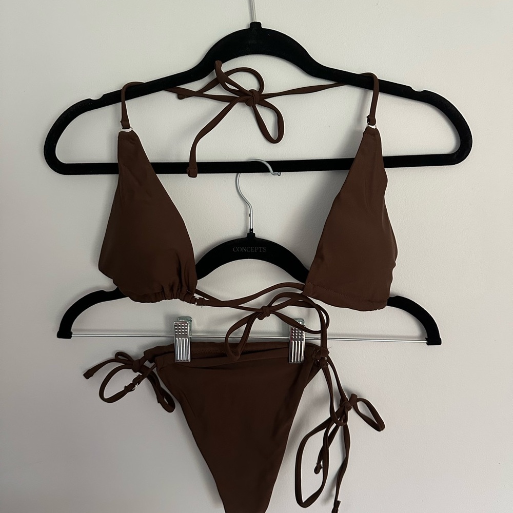 Brown string bikini set